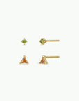 Birthstone Stud Gold Earrings Set - August