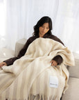 The Wool Stripe Throw - Taupe/White