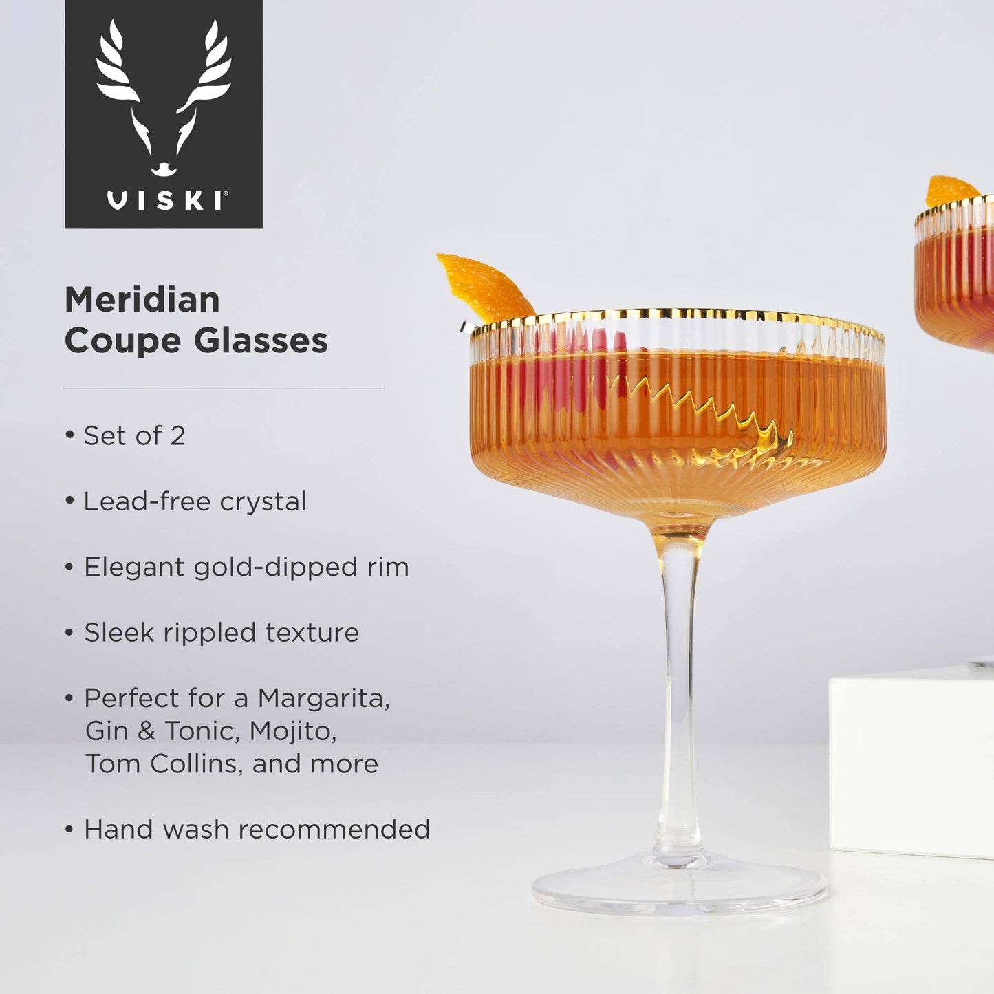 Deco Meridian Gold-Rimmed Crystal Coupe Glass