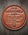 Old Fashioned Recipe Leather Coaster