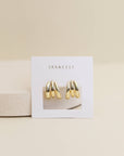 Gold Three Hoop Huggie - Earring