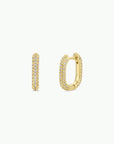 Gold Hoop - Pave - White CZ - Gold Earrings