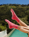 Pilates Girl Bow Grip Socks in Pink