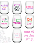 Mahjong Stemless 4 ct Set Wine Glasses "Dot Crack Bam"
