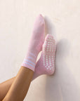 Je t'aime Pilates Grip Crew Socks in Pink