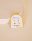 Birthstone Stud Gold Earrings Set - November