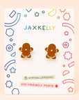 Gingerbread Man Enamel Flat Back Kids Earrings