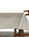 Dusty Blue Striped Tablecloth - Upcycled Cotton