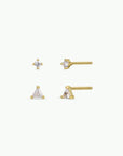 Birthstone Stud Gold Earrings Set - April