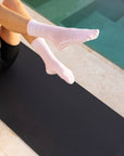 Je t'aime Pilates Grip Crew Socks in Pink