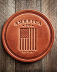 America 250th Anniversary Flag Leather Coaster