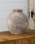 Ridged Terracotta Vase