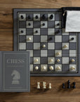 Chess Bookshelf Edition – Wooden Chess Set in Fabric-Wrapped Book Box