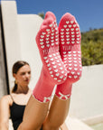 Pilates Girl Bow Grip Socks in Pink