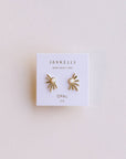 Sun Ray - White Opal - Gold Earrings