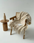 The Wool Stripe Throw - Taupe/White