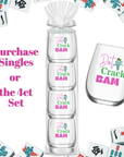 Mahjong Stemless 4 ct Set Wine Glasses "Dot Crack Bam"