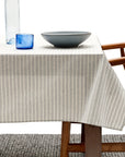 Dusty Blue Striped Tablecloth - Upcycled Cotton