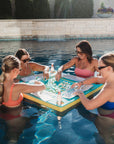 "Mahjong" Themed in Pink, Green & Blue with Lotus & Tile Accent Hair Tie Bracelets