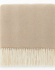 Camel Herringbone Fringed 50x60 Inch Throw Blanket