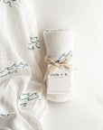 Coastal Wave Swaddle Blanket – Organic Bamboo & Cotton