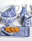 Blu/Wht Handled Cup-6 Asst-4.5"D-1483