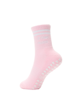 Je t'aime Pilates Grip Crew Socks in Pink