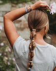 "Bloom" Maroon and Pink with Pressed Flowers Hair Tie Bracelets