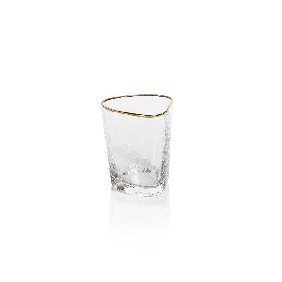 Aperitivo Triangular DOF Glass, Clear w/ Gold Rim