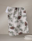 Evergreen Frost Geometry Tea Towel made from recycled materials, quick-drying and eco-friendly.