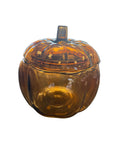 Orange Glass Pumpkin Treat Jar with Lid