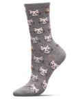 Women's Soft Cheerful Cat Face Cashmere Crew Socks