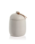 Prado Ceramic Canister with Leather Tie - White - Large