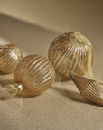 Antique Ribbed Ball Ornament - Matt Antique Gold - 3.25 in