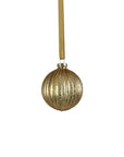 Antique Ribbed Ball Ornament - Matt Antique Gold - 3.25 in