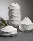 Textured Matte White Porcelain Vase - Tall
