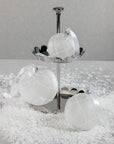Frosted Glass Ball Ornament with White Glitter - 4 in