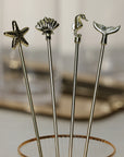 Marine Life Drink Stirrer - Gold- Fan Shell