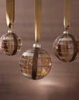 Lattice Ball Glass Ornament - Bronze - 3.25 in