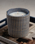 Sunset Beach Candle in Natural Raffia Houndstooth Basket - 3 Wick 19 oz