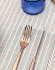 Dusty Blue Striped Tablecloth - Upcycled Cotton