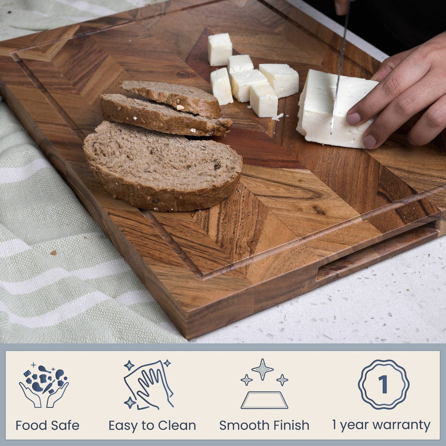 Handmade Indian Acacia Wood Large Thick Chopping Board