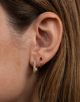 Gold Hoop - Pave - White CZ - Gold Earrings