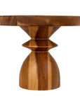 Stoneware Serving Dish with Acacia Wood Pedestal