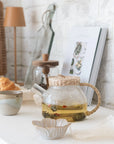Stoneware Flower Shaped Bowls, Set of 4 (Each One Will Vary)