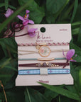 "Bloom" Maroon and Pink with Pressed Flowers Hair Tie Bracelets