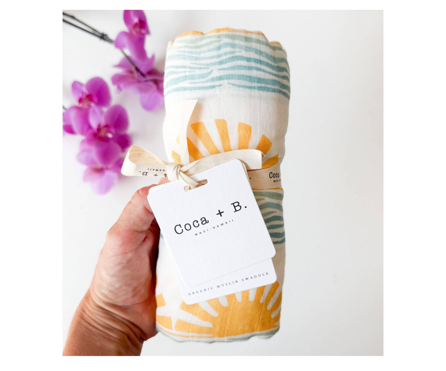 Sun + Wave Organic Baby Swaddle | Surfer Nursery Decor