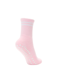 Je t'aime Pilates Grip Crew Socks in Pink