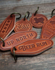 Huntington Beach California Leather Keychain Motel Style