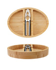 2-Section Bamboo Nut Tray with Zinc Alloy Nutcracker – Natural, 2-Piece Set